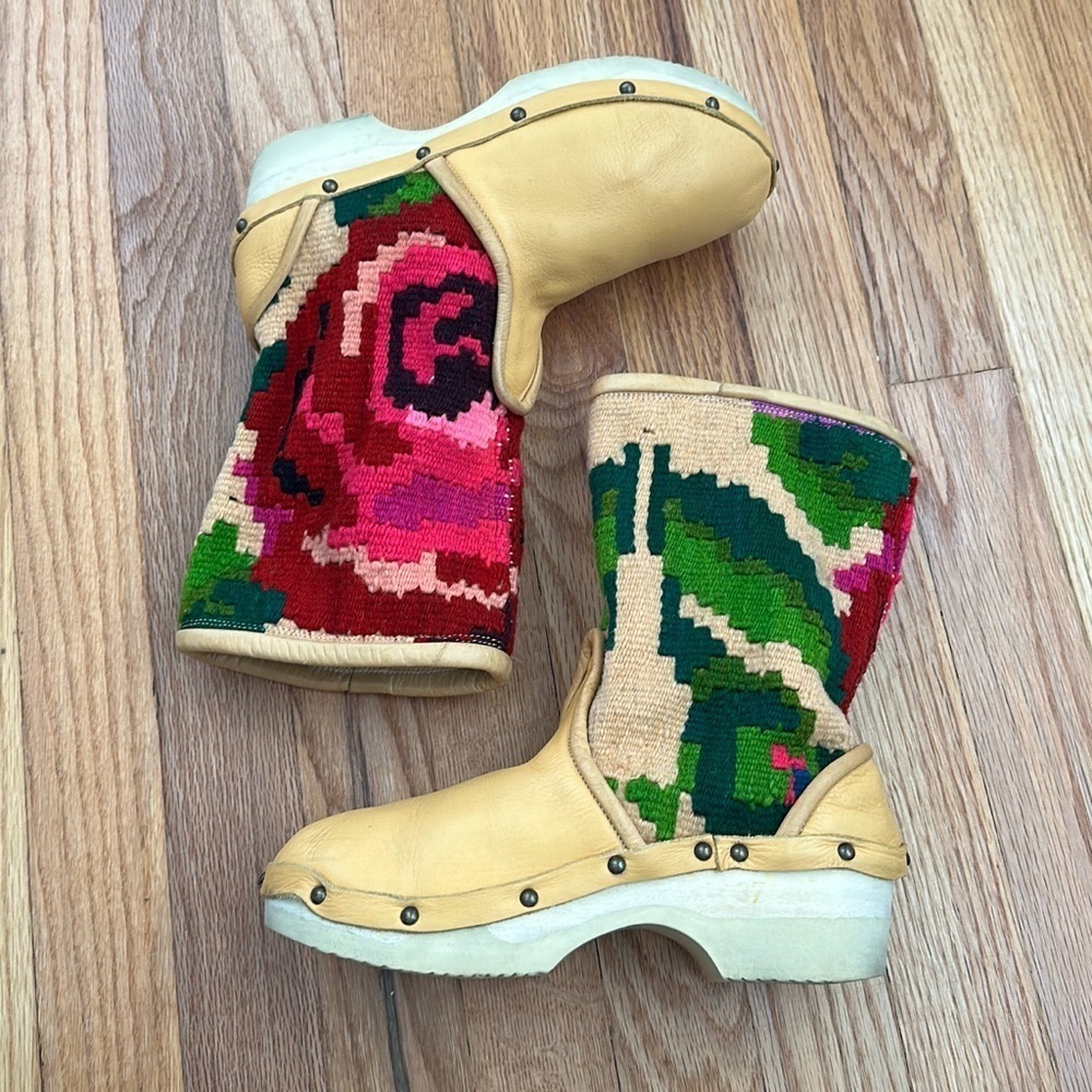 Rosa Mosa Vienna Roses Embroidered Leather Clog Boots Women’s Size 37 - Picture 2 of 14